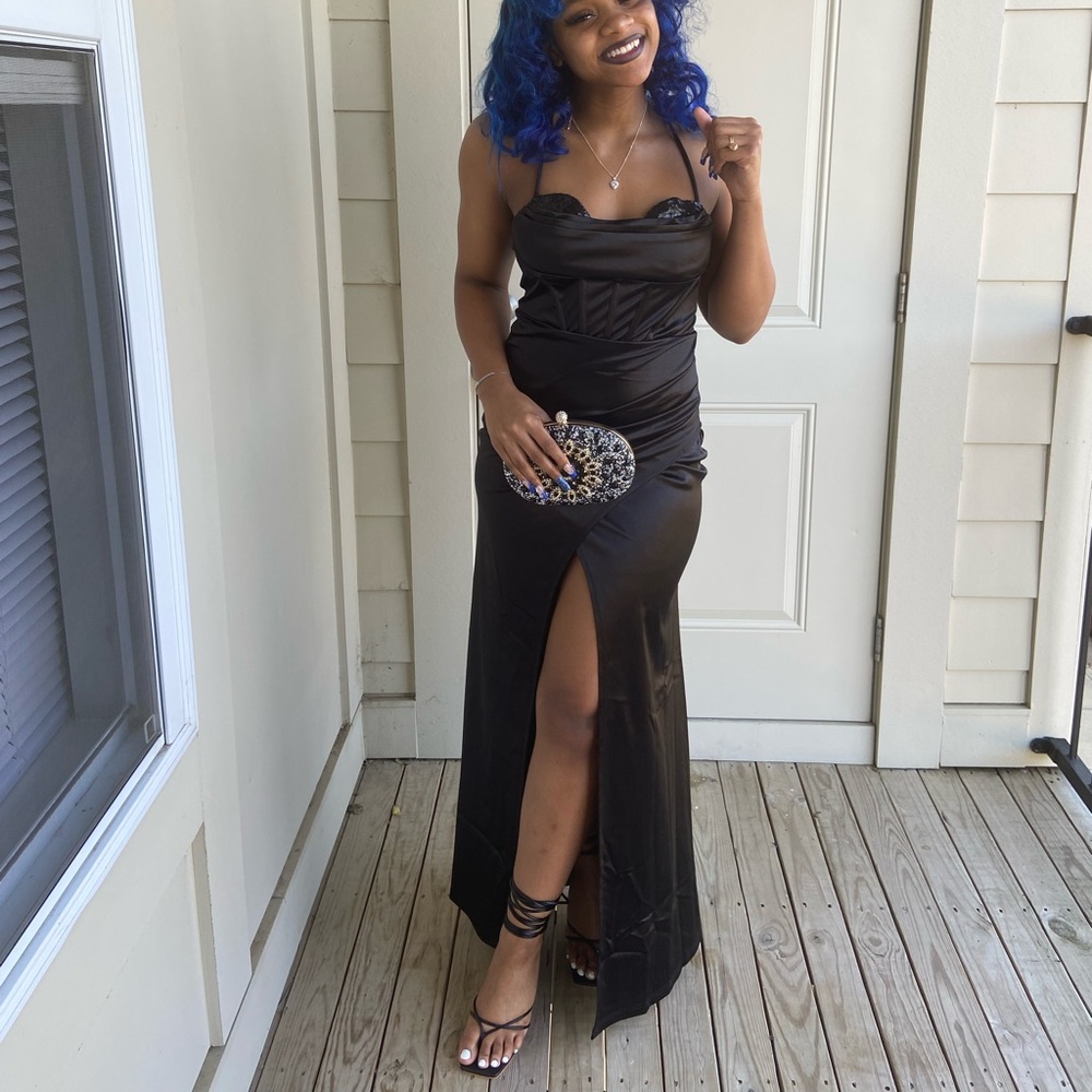 Long black dress with slit